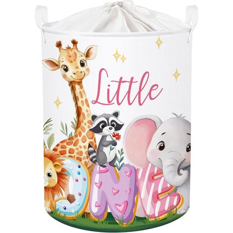 Paniers à Linge Animaux Tropicaux Girafe Eléphant Repliable Panier Rangement Jouets Vêtements Salle de Bain Chambre à Coucher Raton Laveur 63L (1/5)