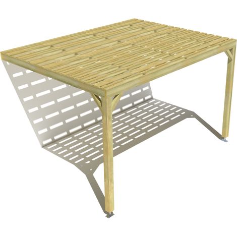 Pergola bois • 4m x 3m • adossée • sens profondeur • platelage bois • livraison comprise (1/3)