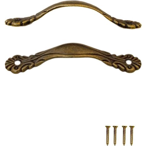 poignées de tiroirs, poignées de meubles, poignées en fer, pour portes d'armoires, buffets, coffres, commodes en bronze antique style vintage campagne rétro, 65 x 11 mm, 2 pièces (1/5)