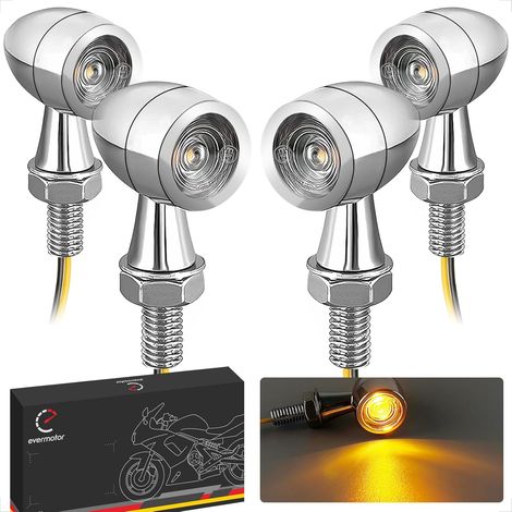 Clignotant Moto - 4 Pièces - Alliage De Zinc Chromé - LED 12V Étanche IP67 - Universel - Mini Rétro (1/5)