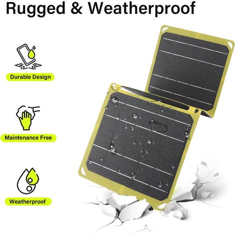 Panneau Solaire Portable 21W avec 4 Ports de Sortie (USB, Type-C) Monocrystalline Pluie / Pêche / Camping (1/5)