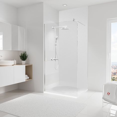 Panneau mural Blanc structuré, revêtement pour douche et salle de bain, DécoDesign DÉCOR, Schulte, 100 x 255 cm