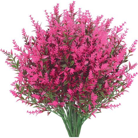 Lavande Artificielle - 8 Bouquets Anti-Uv Non Décolorée - Pour Décoration Extérieure Jardin Porche Fenêtre - Hauteur 38 Cm - Lot de 8 (1/5)