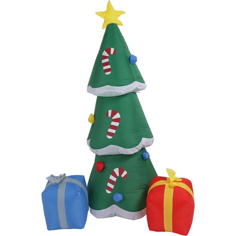 Sapin de Noël gonflable d'extérieur avec éclairage LED, décoration de jardin gonflable, décoration de fête de Noël, 100-240 V, 1,8 m, prise européenne (1/5)