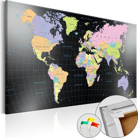 Tableau en Liège "Carte du Monde - Human's Kingdom" 40 x 60 cm (1/2)