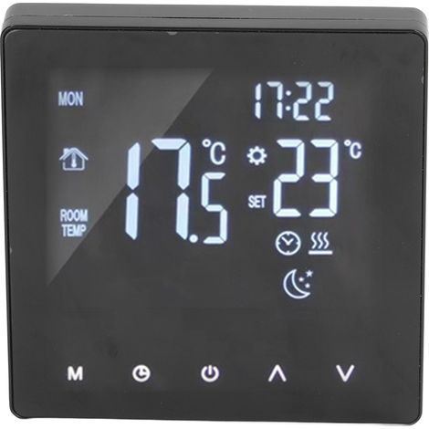 Intelligenter digitaler Thermostat mit LCD-Touchscreen, Steuerung für Fußbodenheizung und Warmwasserboiler, schwarz, AC 90–240 V, programmierbar, Modell K2MRH3A (1/5)