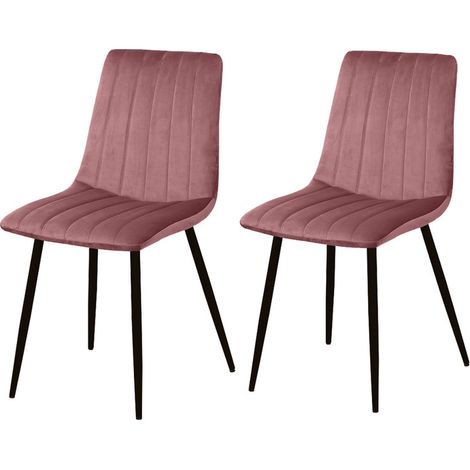 Dining Chairs 2x Velvet Upholstered Kitchen Leisure Chairs Lounge Reception Chairs for Home Office Bedroom Hotel Pink (1/5)