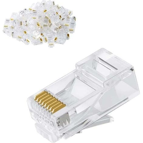 Estremità Cat6 Rj45, Cablecreation Confezione da 100 connettori Cat6, connettori Cat6/Cat5e Rj45, connettori a crimpare per cavo Ethernet Utp Spina di rete per filo pieno An thsinde (1/5)