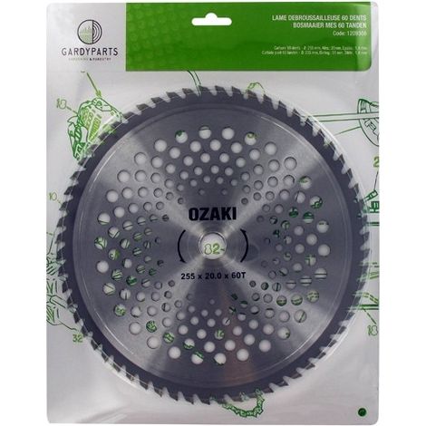 Lame de débroussailleuse 60 dents 255mm – Alésage 20mm – Coupe précise pour espaces verts – Pointes carbures (1/2)