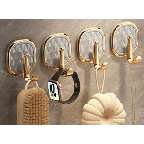 Vier selbstklebende Acrylhaken, geeignet für Badezimmer, Küchen, Schlafzimmer usw., wasserdichte Aufbewahrung, grau. (1/5)
