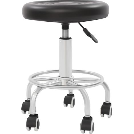 Tabouret de bar, hauteur réglable, design pivotant confortable, Noir (1/2)