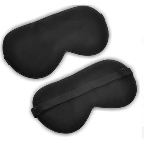 Deux masques de sommeil, 100% pure soie, ajustables, adaptés aux voyages et à une utilisation à domicile, noirs. (1/4)