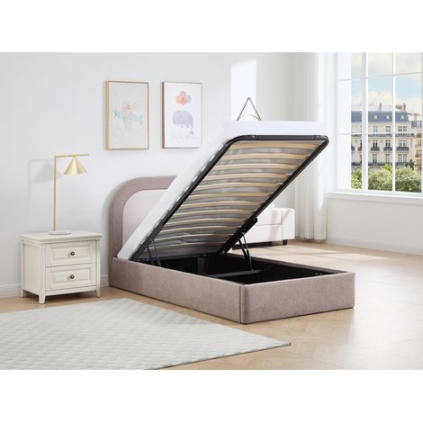 Lit coffre 90 x 190 cm – Tissu – Taupe et Beige - IDONO (1/4)
