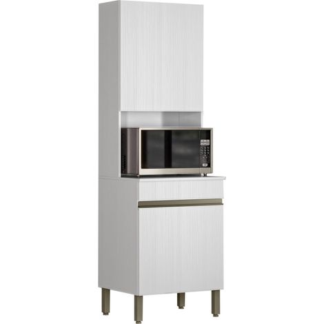 Beaux Meubles Pas Chers – Colonne de cuisine micro-onde blanc 2 portes – 5 niches – Largeur 60 cm – Hauteur 193 cm – Bois certifié FSC