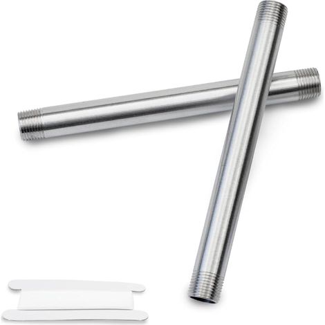 2 Pcs 200MM 3/8" mâle × 3/8" mâle filetage BSP Acier inoxydable 304 Extender Nipple Cast Pipe Fittings