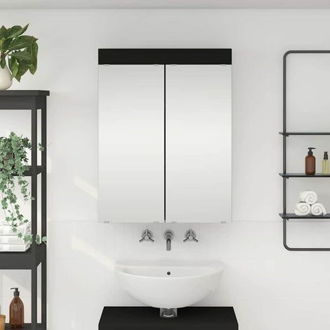 Badezimmerspiegelschrank TULUM Schwarz 60 x 16,5 x 78 cm