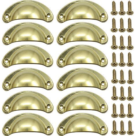 Retro Decorative Door Knob Handle for Furniture Drawer, Vintage Shell Handle for Drawer, Cabinet, Kitchen Furniture, Curved Iron Retro Cupboard Door Knob for Wardrobe (12PCS) (1/5)