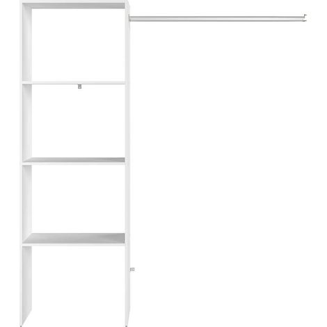 Concept-Usine – Dressing blanc penderie 160 x 40 x 180 cm – 3 étagères en panneau de particules – Acier galvanisé pour tube penderie – Fabriqué en France