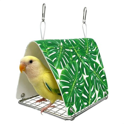 Perchoir Perroquet, Nid Oiseaux pour Cage, Hamac pour Cage Perroquet Pivoine Perroquet Nid Oiseau en Forme de Tente Suspendue avec Crochet Amovible et Fond en Maille Aérée (1/4)
