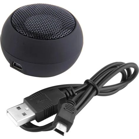 (Noir) Mini haut-parleur rétractable à grille métallique, interface audio DC 3,5 mm, chargement USB (1/5)
