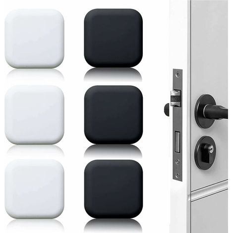 Fermaporta da parete grande 6 pezzi Tampone per porta in gomma autoadesivo bianco/nero 45 mm × 45 mm Tampone per maniglia della porta Tampone da parete per maniglie delle porte contro fermaporta (1/5)