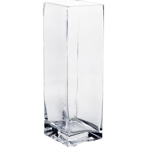 Regalo Italiano Vaso in Vetro Rettangolare 8 x 8 Cm H 25 Cm – Vaso Alto per Fiori e Arredo