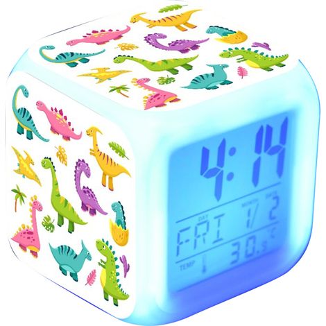 Réveil LED Enfant - Horloge Numérique avec Affichage Température - Fonction Réveil et Snooze - Lumières RGB Changeantes - 1 Pièce (1/5)