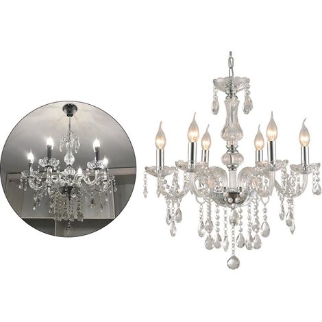 Lustre suspendu moderne à 6 bras en cristal, luminaire décoratif pour salon (1/5)