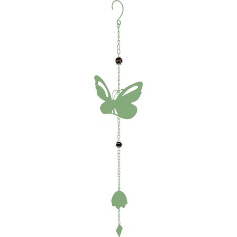 Carillon Papillon avec perles vert pâle