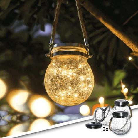 Lampe solaire suspendue d'extérieur « Betsy » - Lot de 3 - Lumière blanc chaud - Éclairage de jardin - Lampe d'extérieur à énergie solaire (1/5)
