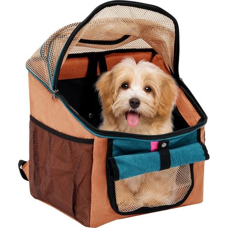 Fahrradkorb für Haustiere, orangefarbene Fahrradtasche für Haustiere, faltbarer, vorne montierbarer Hunde-Fahrradkorb, kleiner Hunde-Rucksack mit Lenkeradapter, 7,5 kg Tragkraft (1/5)