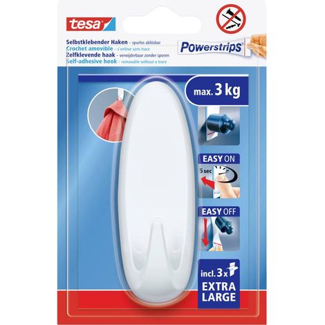 tesa Powerstrips XL Gancio adesivo ovale Bianco Contenuto: 1 pz.
