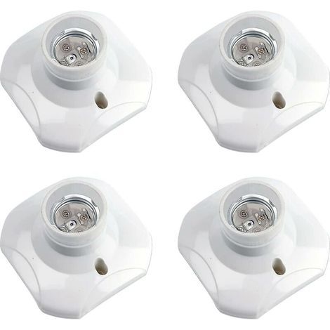Douille Plafond E27 à Visser, Douille E27 Garage, AC 220-240V, Support Douille pour Ampoule LED, Base Plafonnier Culot E27, Base de Lampe Plastique Blanche pour Lampe au Mur, lot de 4 (1/5)