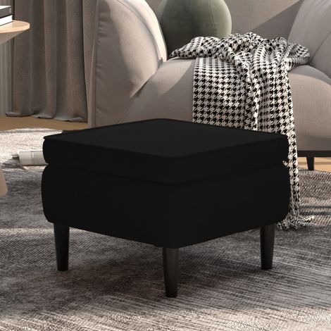 Repose-pied, Tabouret Bas Pouf, Tabouret avec pieds pour Salon ou Chambre en bois Noir Velours HAV9305 (1/5)
