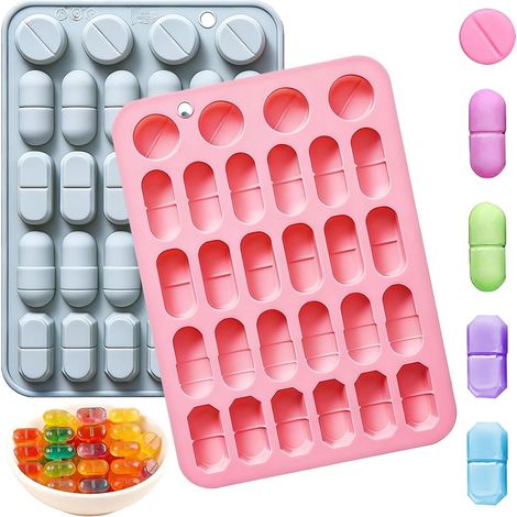 Moules à Bonbons en Silicone de mort,1 Pack Moule Tête de Mort en Silicone avec 40 Cavités Moule,Halloween Bonbons Moules avec 5Compte-Gouttes Pour chocolats, bonbons, gelées, pralines, glaçons Blanc (1/5)