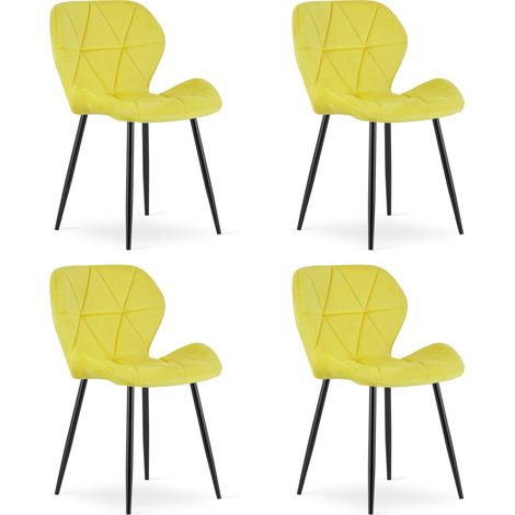 Chaise - leobert - mango - velours jaunepieds noirs - lot de 4 211770225 (1/5)