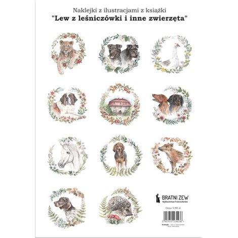 Adesivi con illustrazioni tratte dal libro "Il leone della baita del guardaboschi".