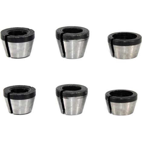 Router Clamp Set 6pcs Adapter Alloy Cutter Replacement Parts Carbon Steel Tool Accessories Kit Tool (6/6.35/8mm) (1/5)