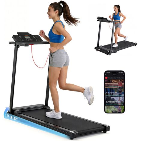 Tapis de Course X2NC Avec Écran LED - 12 Modes HIIT- Tapis de Marche APP Bluetooth -Pliable -Inclinaison 12%-Vitesse 1-12 km/h