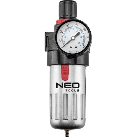 FILTRO CON RIDUTTORE DI PRESSIONE CON MANOMENTRO 12 BAR -- ATTACCO 1/2'' - NEO TOOLS 14-732 (1/5)