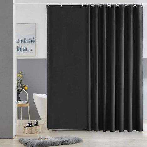 Rideau de douche extra large 275x180cm noir anti-moisissure et imperméable (1/5)