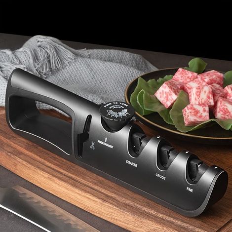 BelleRise - Affûteur de couteaux d'extérieur 4-en-1,outil d'affûtage rapide pour couteaux de cuisine à usage domestique,affûteur manuel pratique (1/5)
