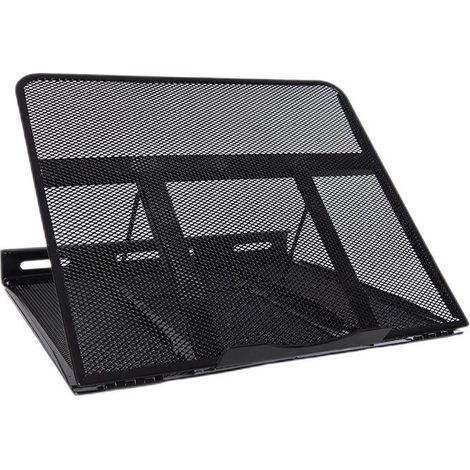 Laptopständer, schwarz, 33 x 28 x 4 cm, 1 Stück. Ausziehbarer und verstellbarer Schreibtischorganizer aus Metall. (1/5)