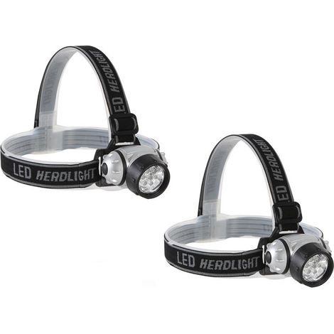 Set LED Stirnlampen extra hell 7 LEDs für Joggen & Camping, Batteriebetrieben (1/4)