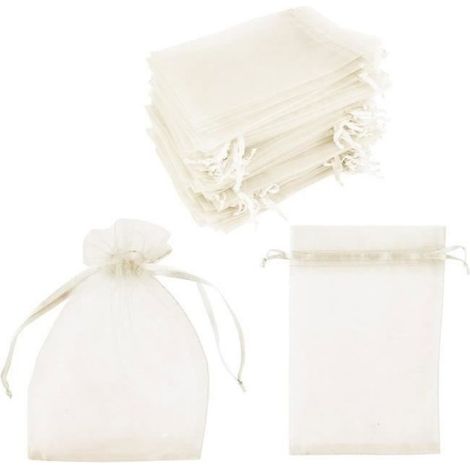 Sachet En Organza - 10x15 Cm - Crème - Fermeture À Cordon - Lot De 100 (1/4)