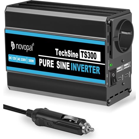 300W 600W Convertisseur Pur Sinus 12V 220V 230V Onduleur 1 Prise EU, 2 QC18W USB+2 Interface PD30W Type-C, Convient aux camions, au camping, aux voyages et aux voitures (1/5)