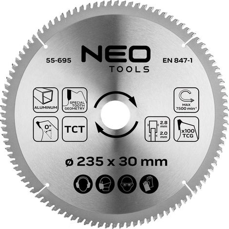 Hoja de sierra circular neo 55-695 235 mm 100 dientes TCG (1/3)
