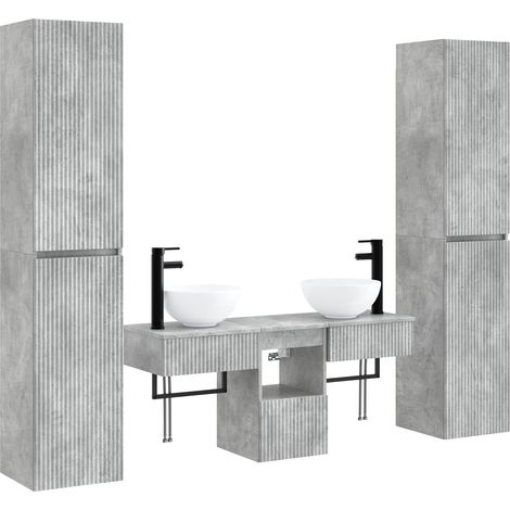 Bathroom Furniture Set 5 pcs Concrete Grey 33 x 34.5 x 160 cm vidaXL (1/5)