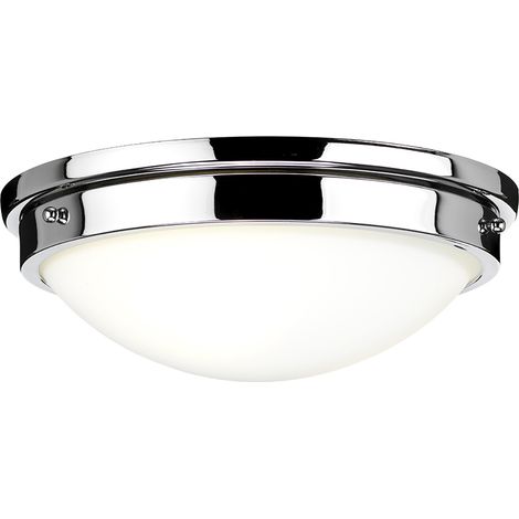 Plafoniera Contemporanea Gravity Acciaio Cromo Lucido Vetro 2 Luci E27 (1/3)