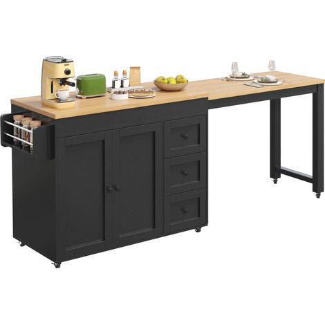 CHICFURN Isola cucina estensibile 116-179,5 x 45 x 89 cm MDF nero, mobile (1/5)